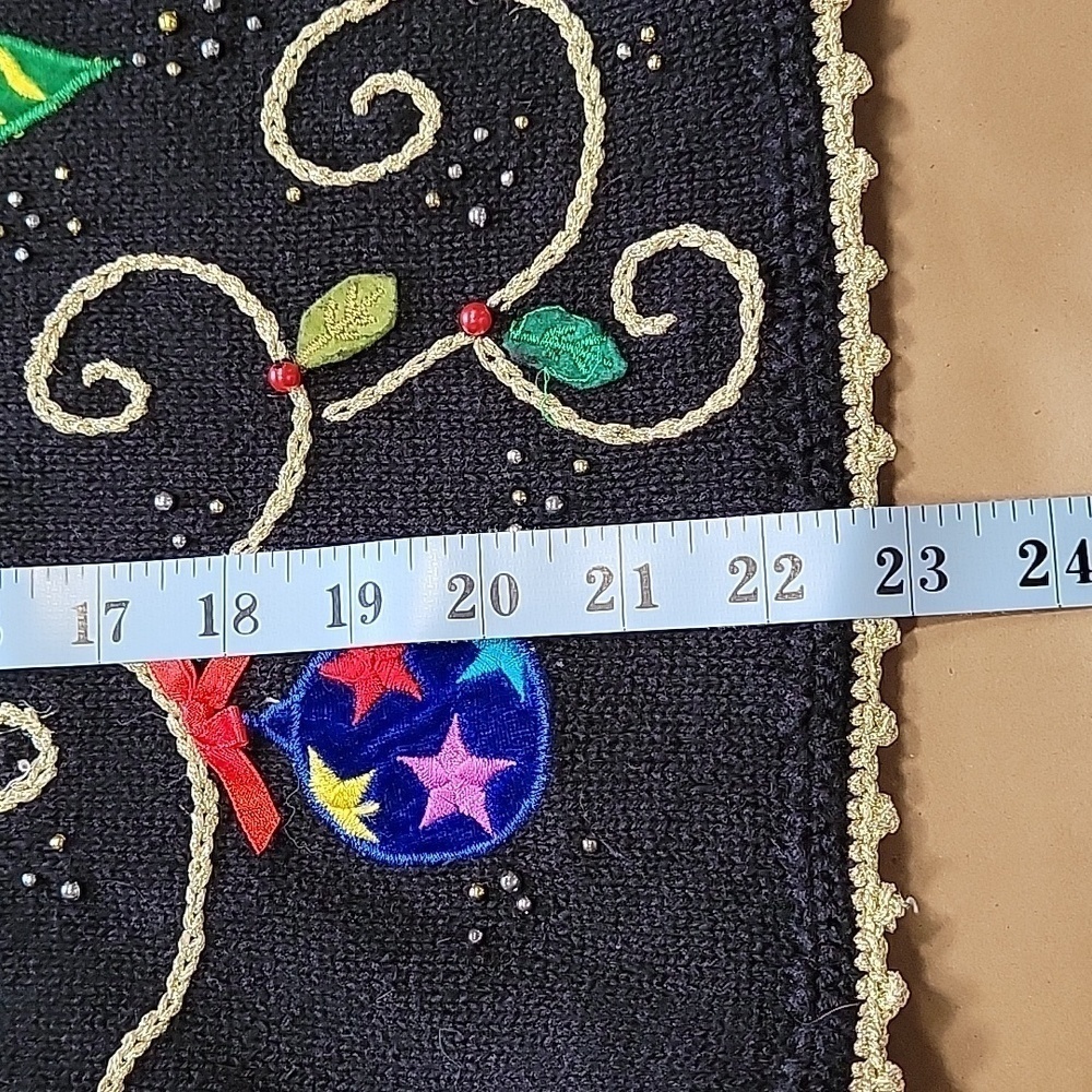 Designers Originals Studio JOY Size M Black Ugly Christmas Sweater w/Ornaments - Picture 10 of 12